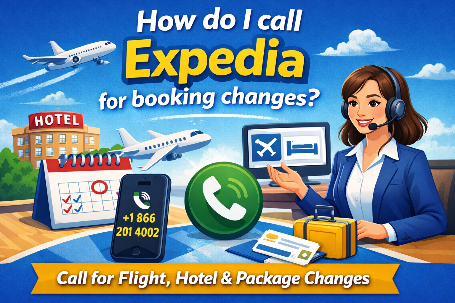 How do I call Expedia for booking changes?